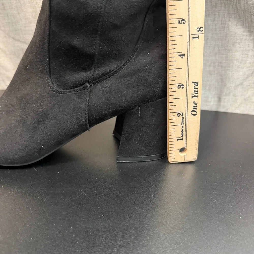 Liz Claiborne Over The Knee‎ Boots Women's 7.5M Black Suede Block Heels Timeless